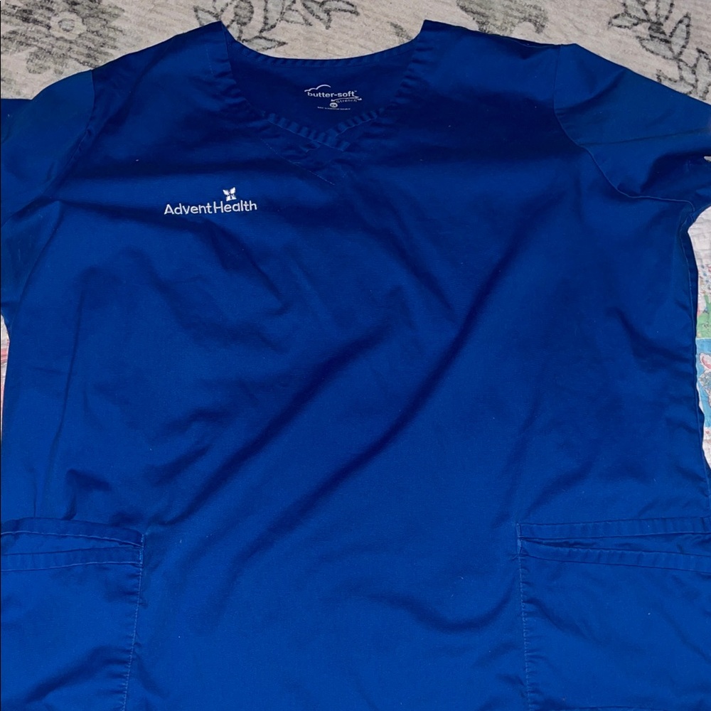 AdventHealth 2XL Blue Scrub Top